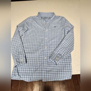 Vineyard Vines Blue & White Performance Button Down Shirt, Size Medium (12-14)